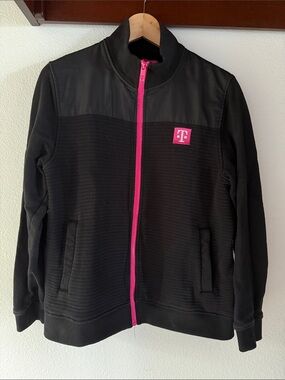 T-Mobile Work Black Jacket with Magenta Trim, Zip Up, Midweight, Size L